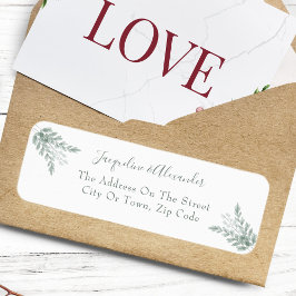 Etiqueta de Boda de caligrafía de eucaliptos rusos