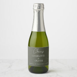 Etiqueta de boda de champán mini minimalista verde