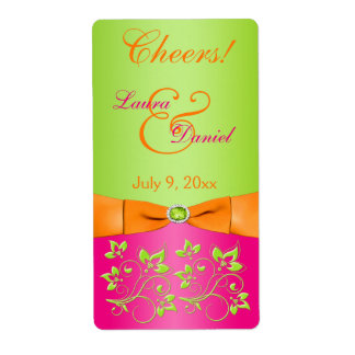 Etiqueta de Boda de cinta de Naranja rosa Lime IMP
