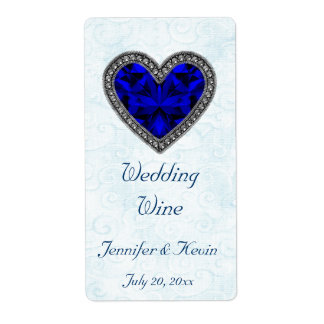 Etiqueta de Boda de corazón de Gemstone azul Mini
