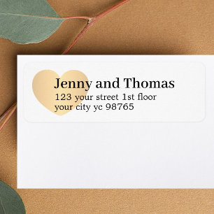 Etiqueta de boda de corazón de oro blanco elegante