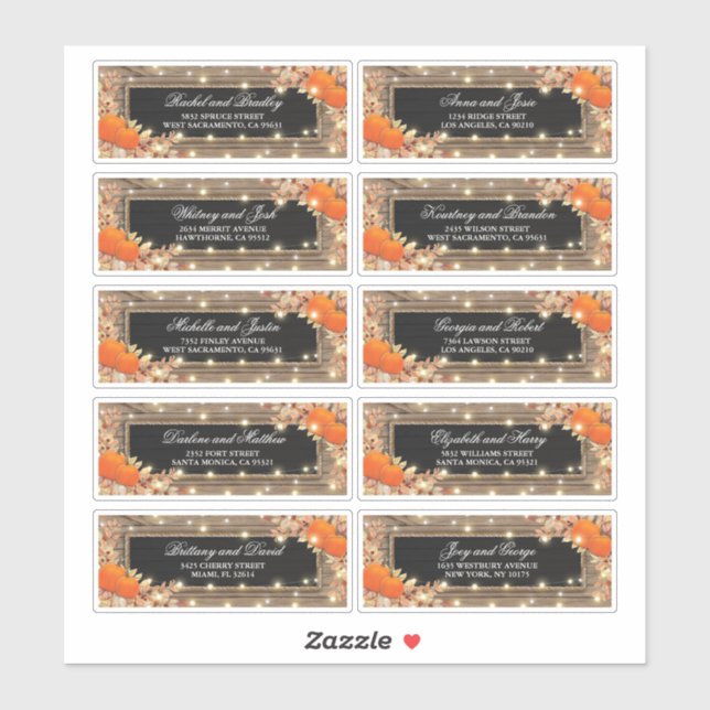 Etiqueta de Boda de dirección y nombre de otoño rú (Hoja)