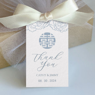 Etiqueta de Boda de doble felicidad azul turbio ch