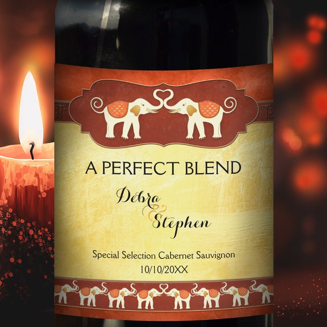 Etiqueta de Boda de elefantes blancos personalizad (Subido por el creador)