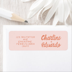 Etiqueta de Boda de escritura a mano rosa y roja r