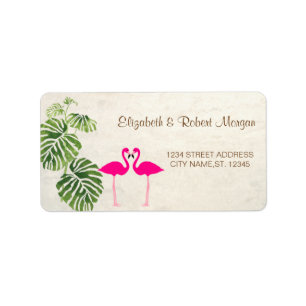 Etiqueta de Boda de Flamencos Tropicales