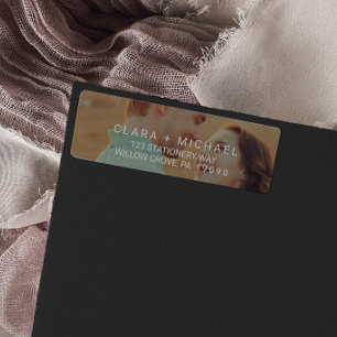Etiqueta de Boda de fotografía de caligrafía capri