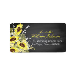 Etiqueta de Boda de girasoles y cartón