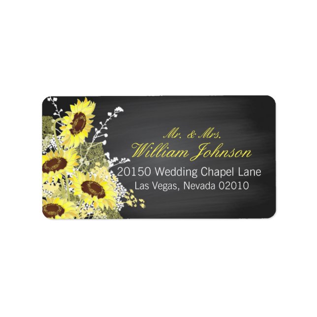 Etiqueta de Boda de girasoles y cartón (Frente)