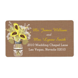 Etiqueta de Boda de girasoles y encajes