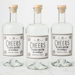 etiqueta de boda de guión decorativo vintage