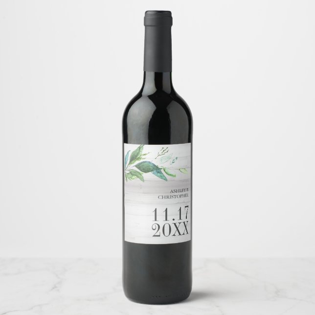 Etiqueta de Boda de hoja verde rusa personalizada (Anverso)
