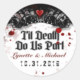 Etiqueta de Boda de manchas de sangre de muerte po