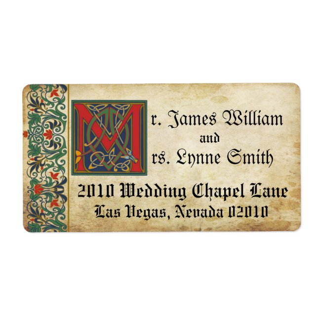 Etiqueta de Boda de manuscrito medieval (Frente)