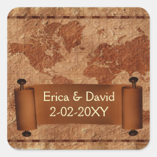 etiqueta de boda de mapas de vintage