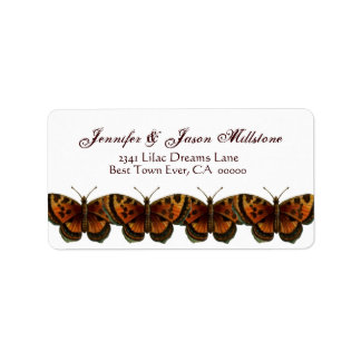 Etiqueta de Boda de mariposas leopardo de Naranja 