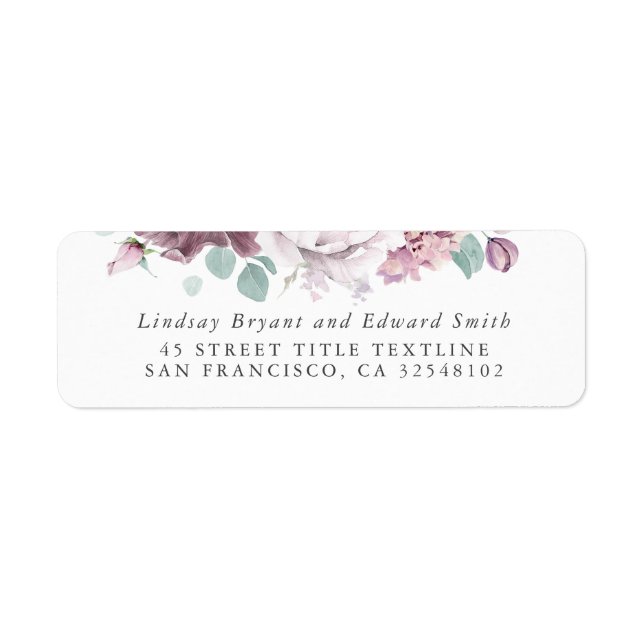 Etiqueta de Boda de Mauve Floral (Frente)