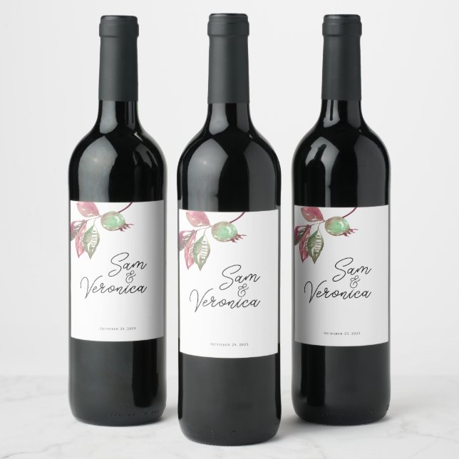 Etiqueta de Boda de mauve romántica Rubor (Botellas)