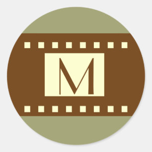 Etiqueta de Boda de monograma de crema marrón verd