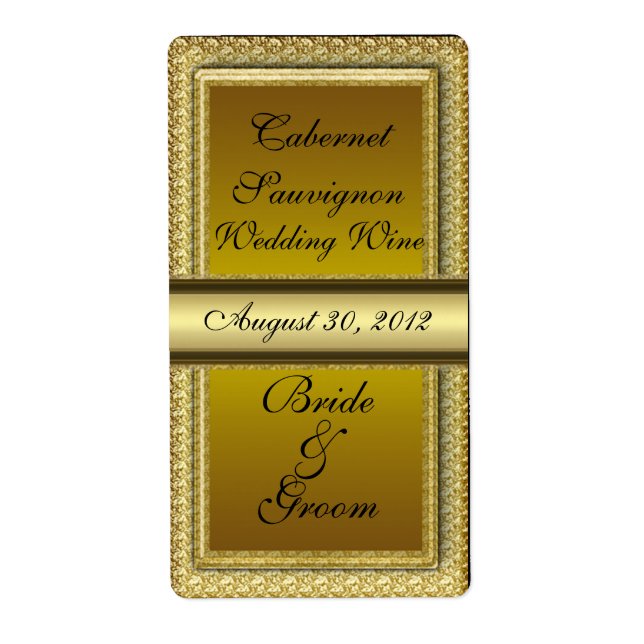 Etiqueta de Boda de oro oscuro (Frente)