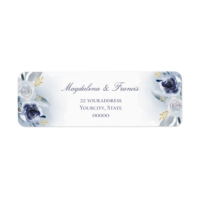 etiqueta de boda de rosas azules (Frente)