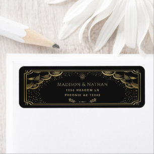 Etiqueta de Boda de Tarot elegante de oro