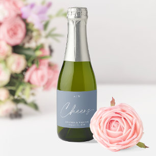 Etiqueta de Boda de vino azul turbio - "Saludos"
