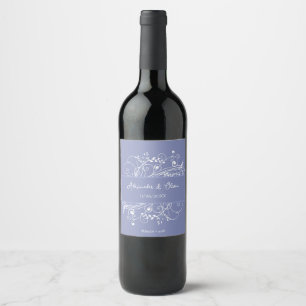 Etiqueta de Boda de vino con sabor a periwinkle