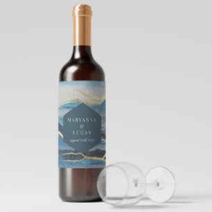 Etiqueta de Boda del paisaje dorado acuarela