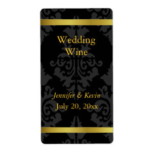 Etiqueta de Boda dorado y negro