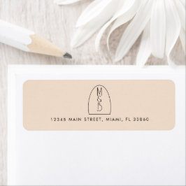 Etiqueta de boda Elegant Arch Negro Marrón
