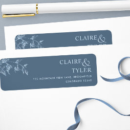 Etiqueta de boda elegante azul chic