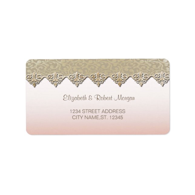 Etiqueta de boda Elegante Chic Damask (Frente)