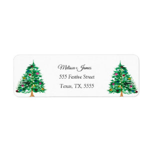 Etiqueta de Boda festiva de árbol de Navidad verde
