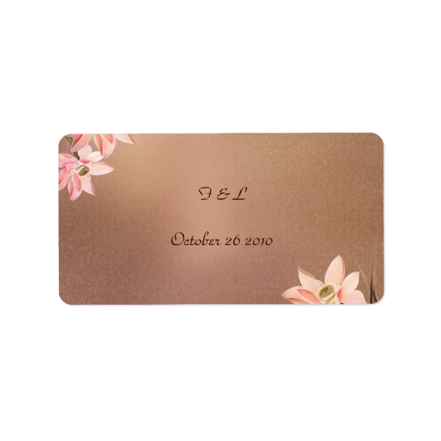 Etiqueta de Boda floral beige (Frente)