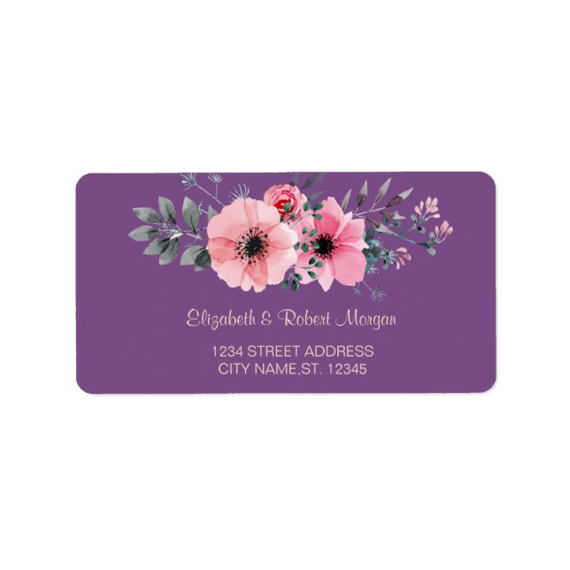 Etiqueta de boda floral romántica elegante (Frente)