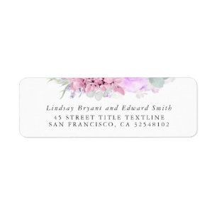 Etiqueta de Boda floral rosa púrpura y polvorienta