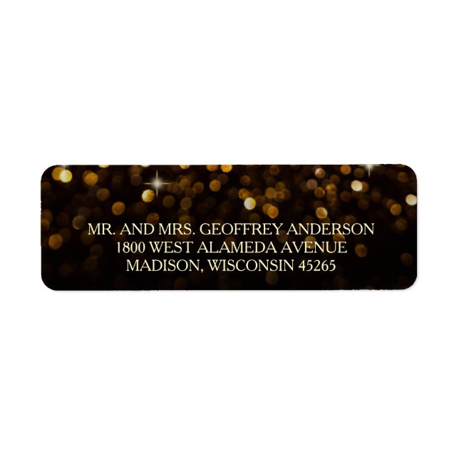 Etiqueta de Boda Glitz Glam Black Gold (Frente)