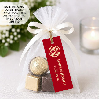Etiqueta de boda Red Double Happiness (1x3 pulgada