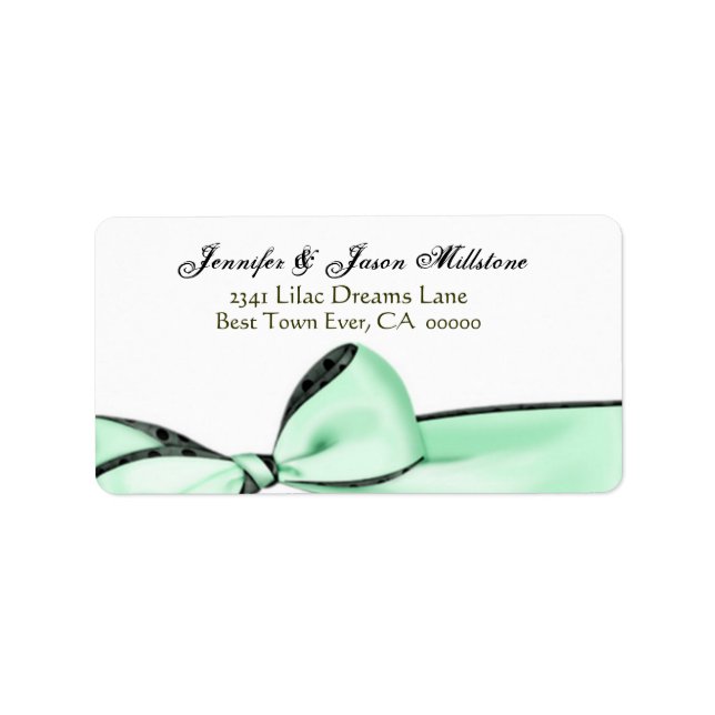 Etiqueta de Boda Romantic Mint Green Bow (Frente)