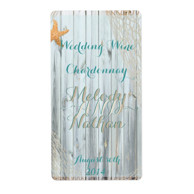 Etiqueta de Boda Rustic Beach Starfish (Frente)