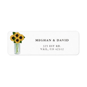 Etiqueta de Boda Rustic Mason Jar Sunflowers