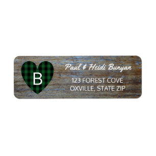 Etiqueta de Boda Rustic Wood Barn Corazón verde
