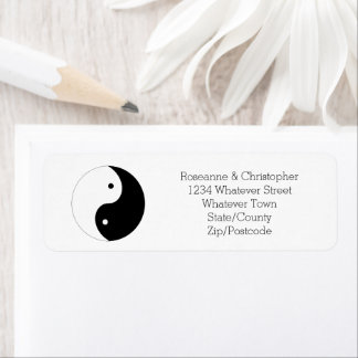 Etiqueta de boda Yin Yang negro y blanco