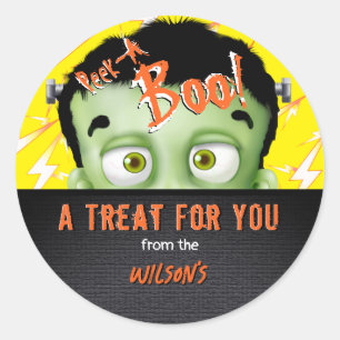 Etiqueta de Bolsa de Caramelo de Halloween Franken