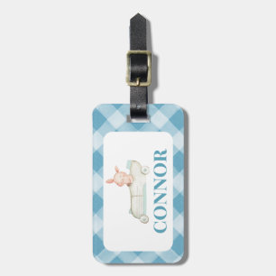 Etiqueta de bolsa de la escuela de Gingham Race Ca