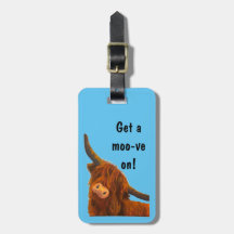 Etiqueta de bolsa de vaca escocesa Highland