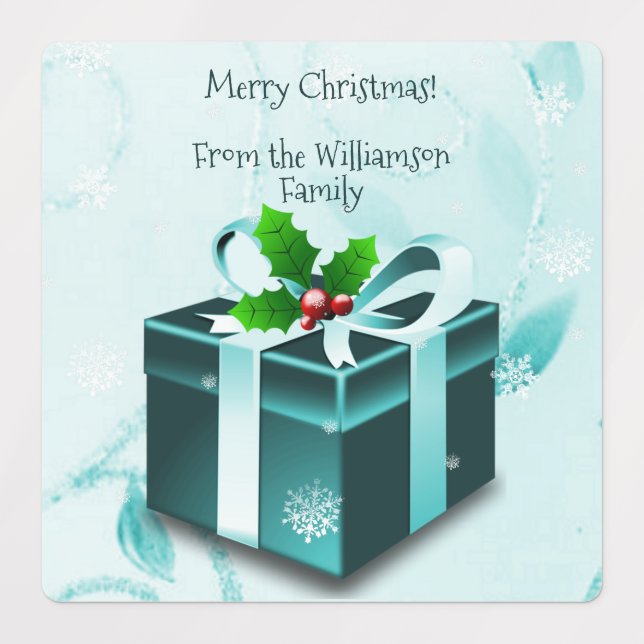 Etiqueta de bolsita de regalo para Navidades verde (Diseño 3)