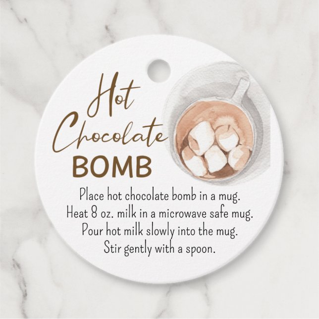 Etiqueta de bomba acuática de chocolate caliente (Anverso)