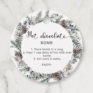Etiqueta de bomba de chocolate caliente. Bomba de